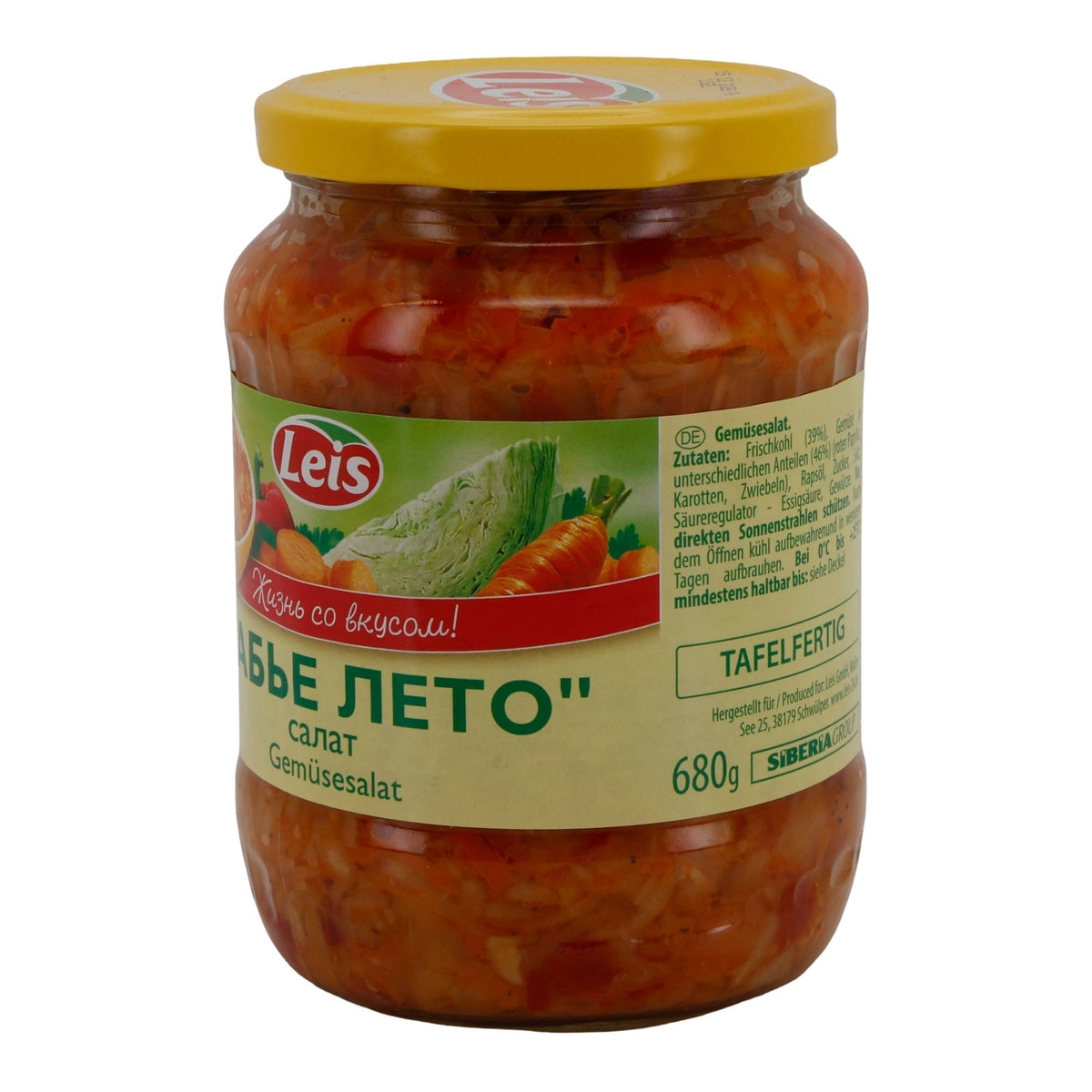 Leis „Babye Leto“ Gemüsesalat | Tafelfertig | Mit Weißkohl, Paprika & Karotten | 680 g