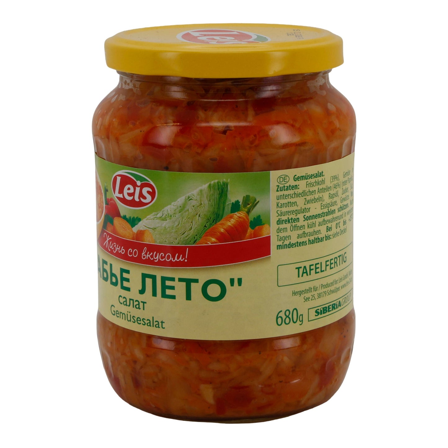 Leis „Babye Leto“ Gemüsesalat | Tafelfertig | Mit Weißkohl, Paprika & Karotten | 680 g