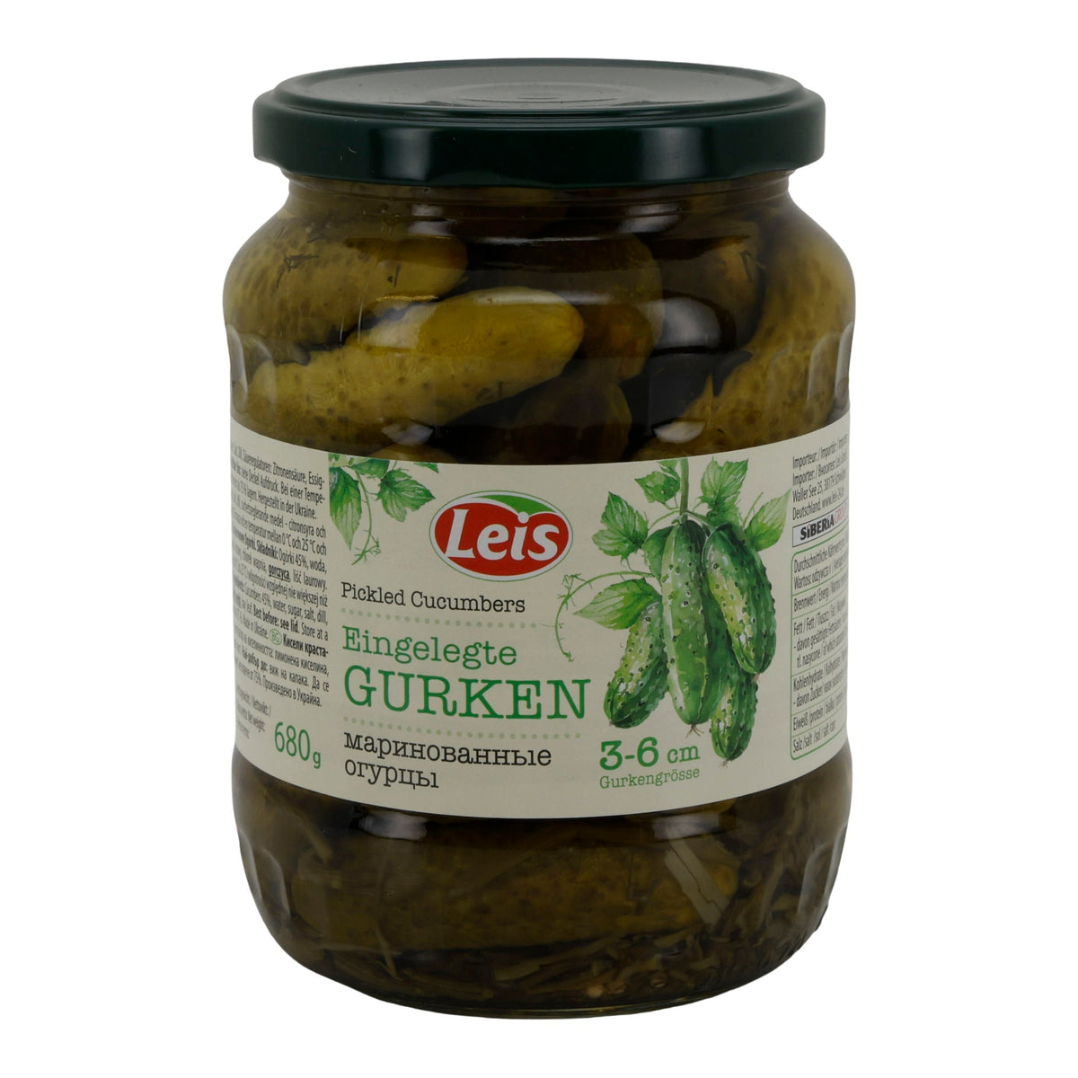 Leis Eingelegte Gurken | 3–6 cm | würzig eingelegt mit Dill & Senfkörnern | 680 g