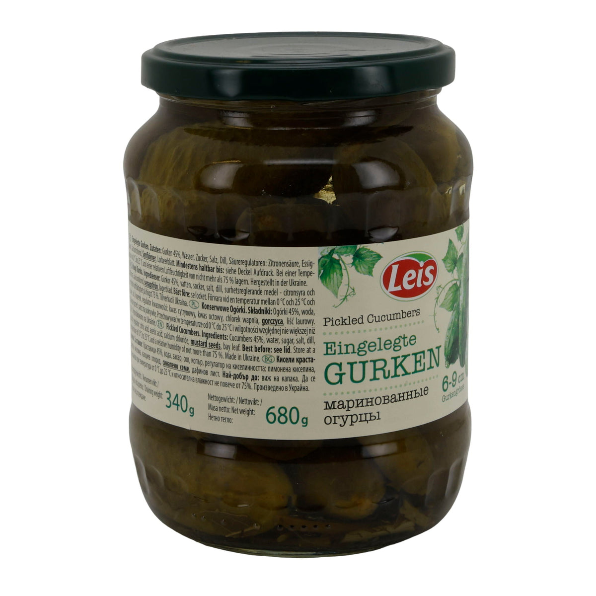 Leis Eingelegte Gurken | 6–9 cm | knackige Gewürzgurken mit Dill & Senfkörnern | 680 g