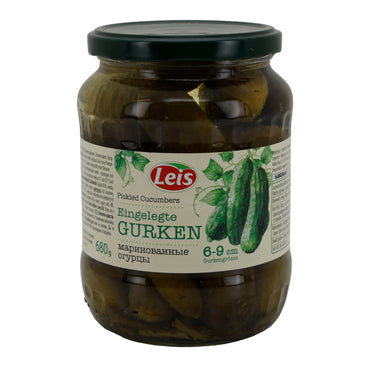 Leis Eingelegte Gurken | 6–9 cm | knackige Gewürzgurken mit Dill & Senfkörnern | 680 g LEIS