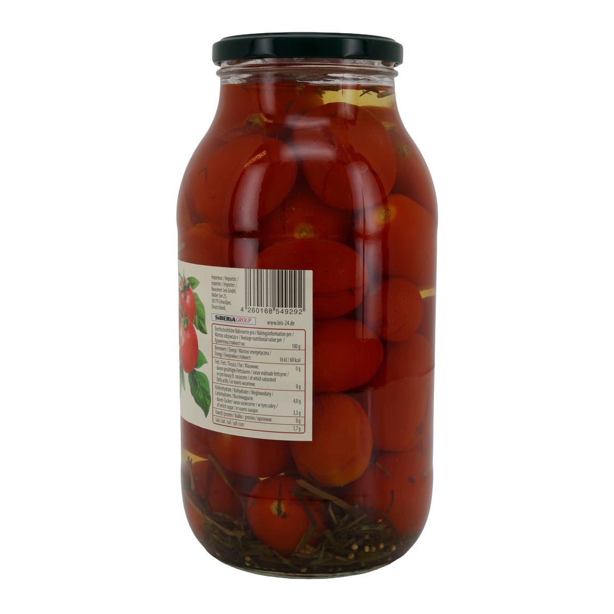 Leis | Eingelegte Tomaten | Würzig eingelegte ganze Tomaten im Glas | 1850 g LEIS