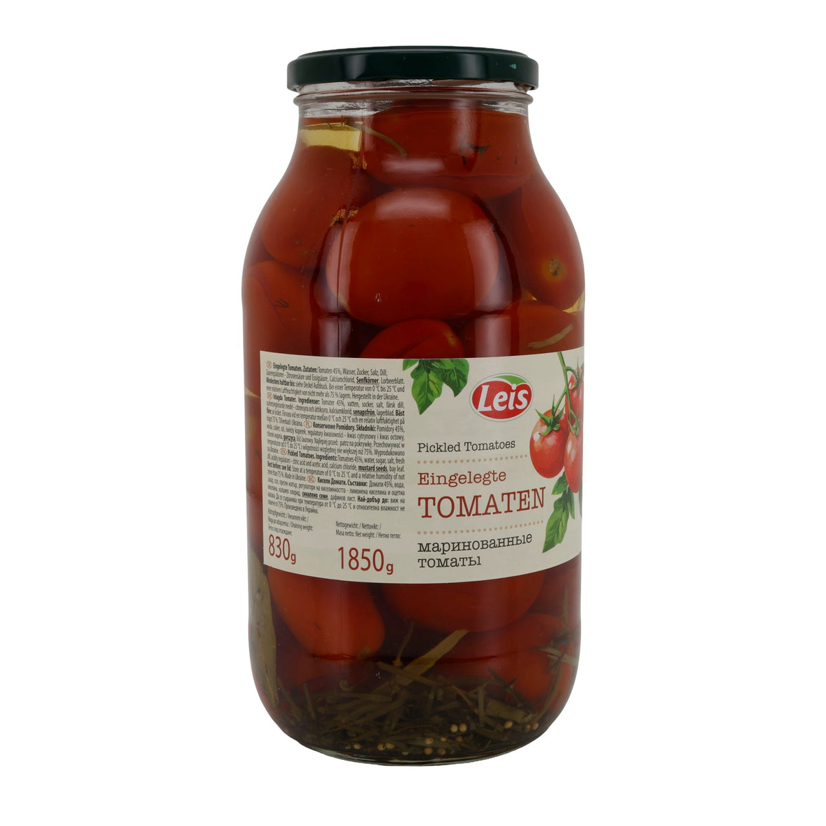 Leis | Eingelegte Tomaten | Würzig eingelegte ganze Tomaten im Glas | 1850 g LEIS