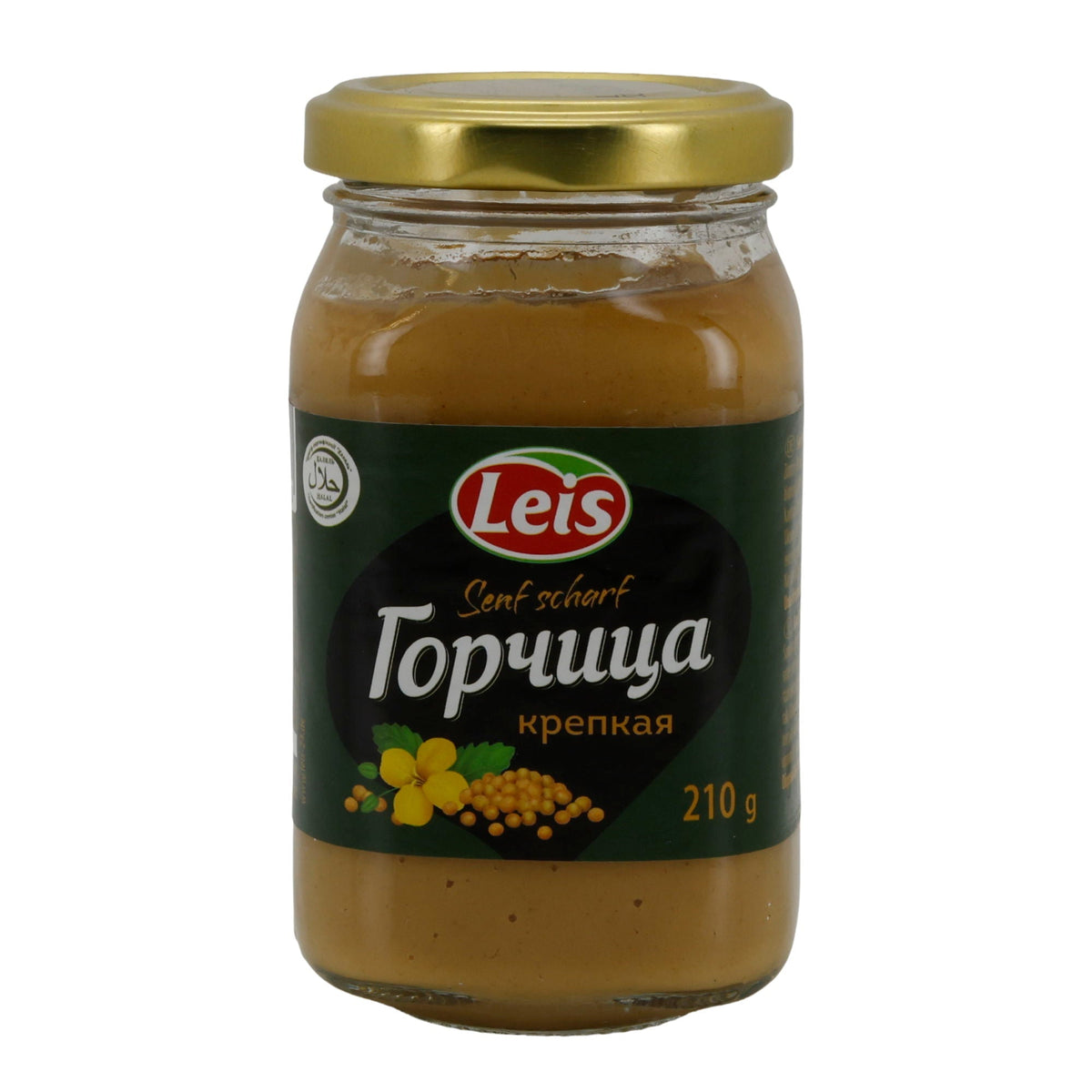 Leis Senf scharf | kräftiger Tafelsenf mit Gewürzen | 210 g Glas