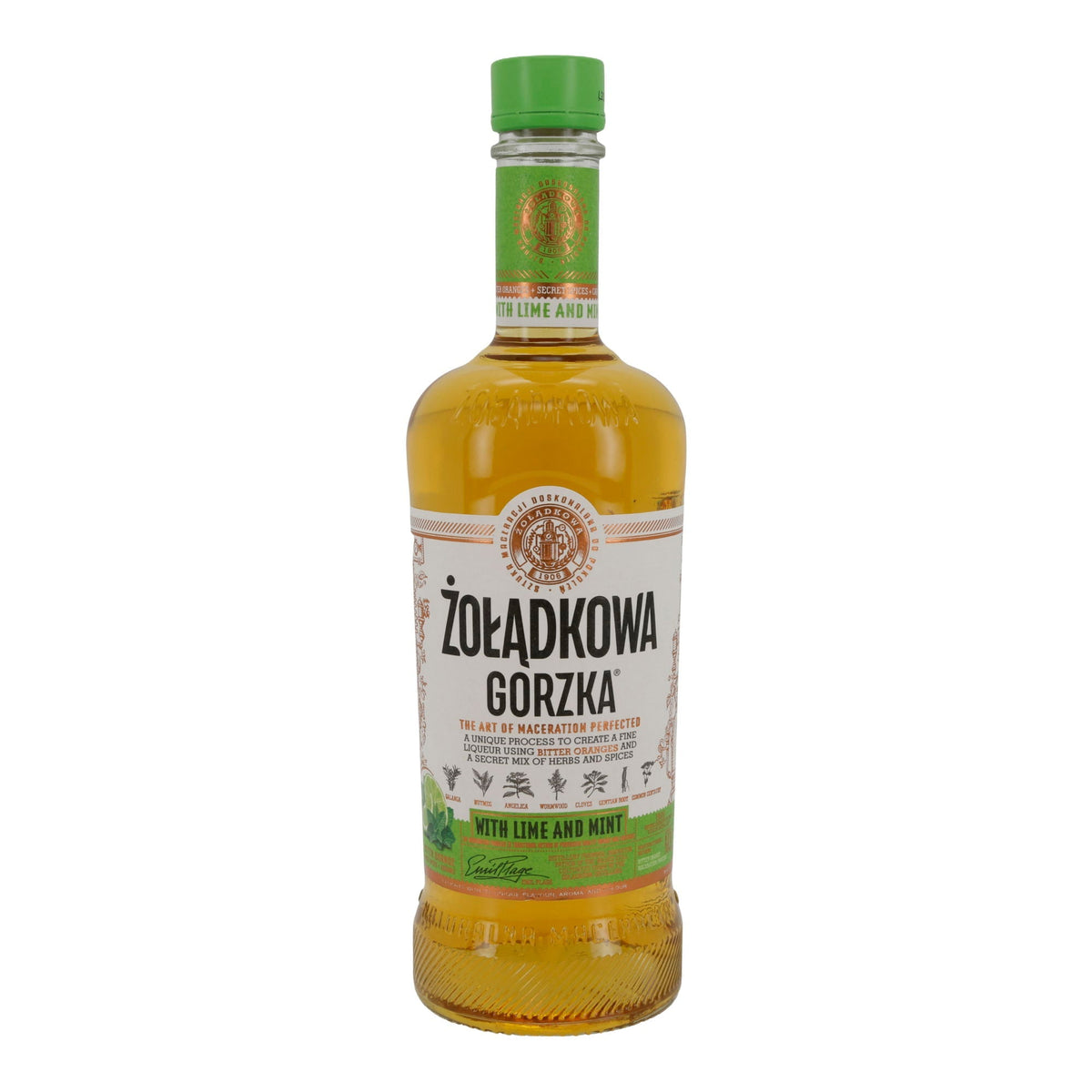 Likör | Żołądkowa Gorzka Lime & Mint | 500 ml | 28 % Vol. | Kräuterlikör mit Limette & Minze