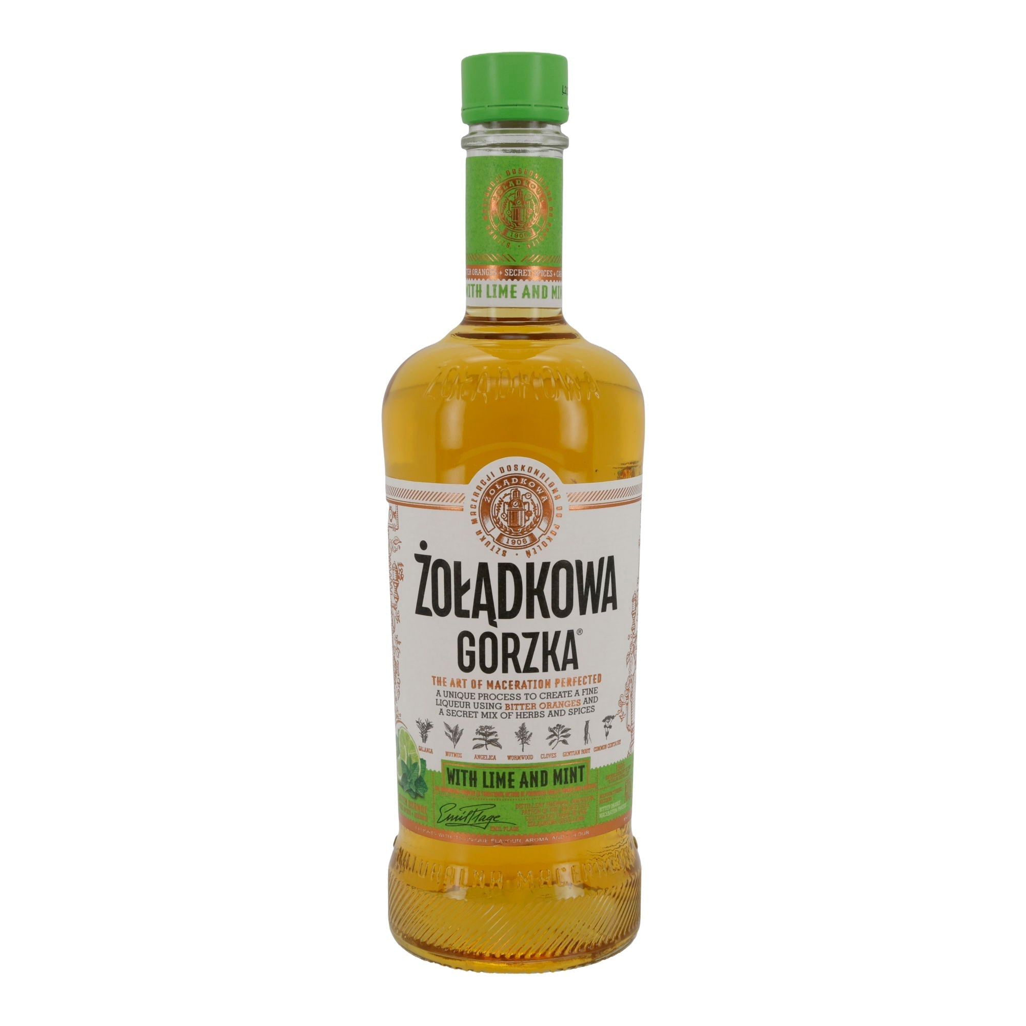 Likör | Żołądkowa Gorzka Lime & Mint | 500 ml | 28 % Vol. | Kräuterlikör mit Limette & Minze PL