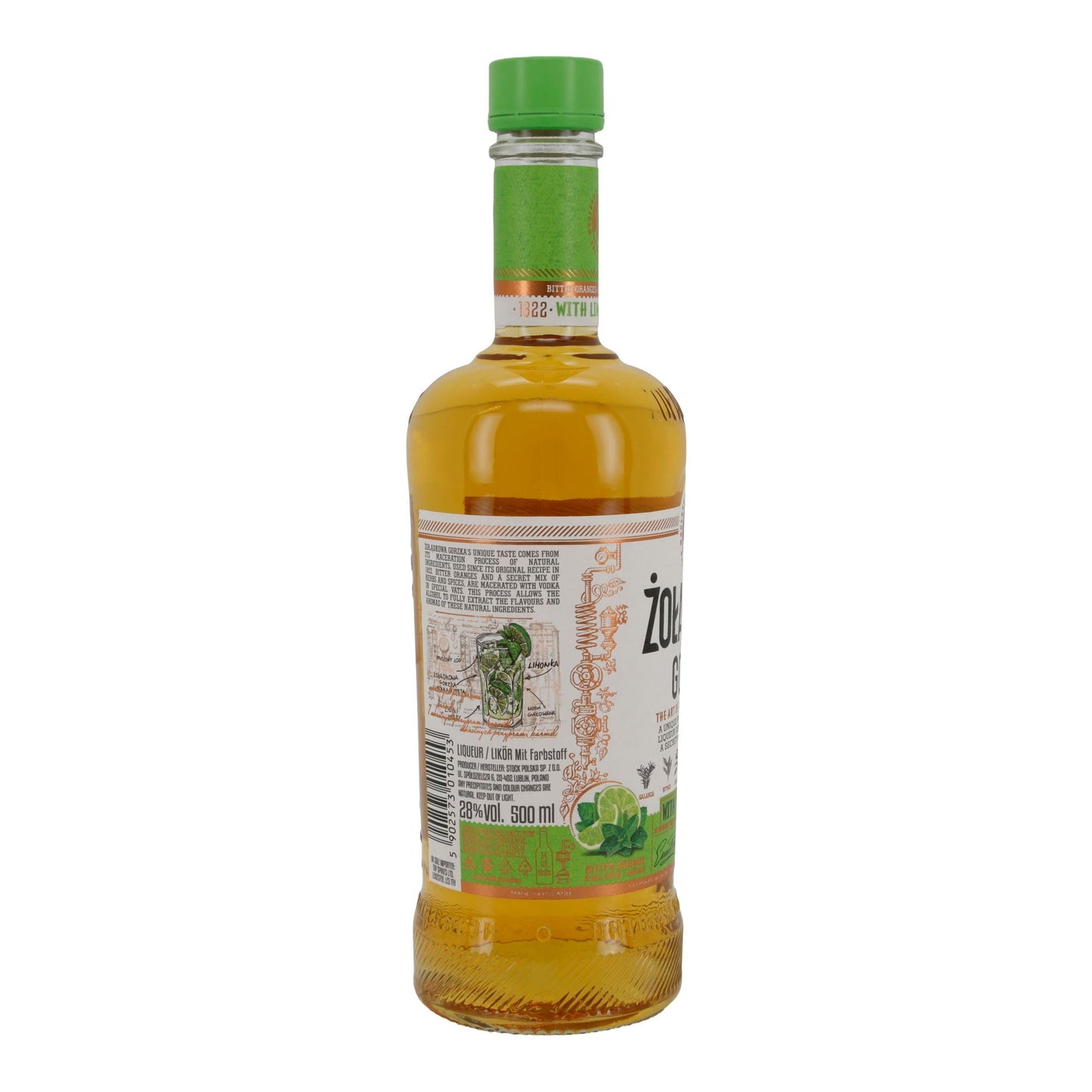 Likör | Żołądkowa Gorzka Lime & Mint | 500 ml | 28 % Vol. | Kräuterlikör mit Limette & Minze PL
