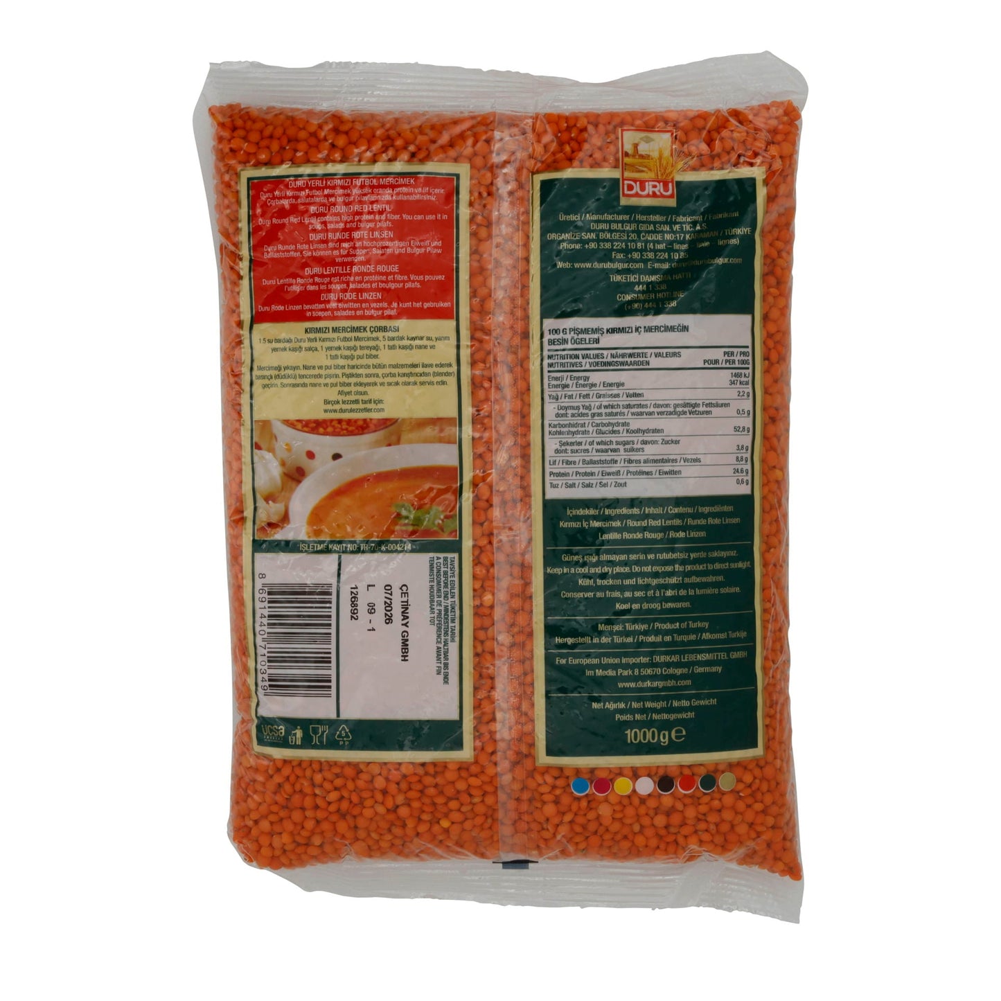 Lenticchie Rosse Locali Duru | Di Alta Qualità | Lenticchie Rosse | 1000 g