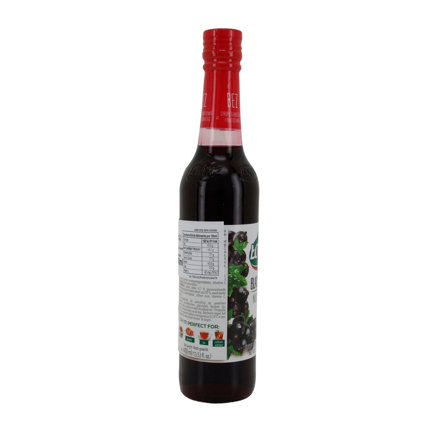 Łowicz | Schwarzer Johannisbeer-Sirup | Ohne Glukose-Fruktose-Sirup | 400 ml
