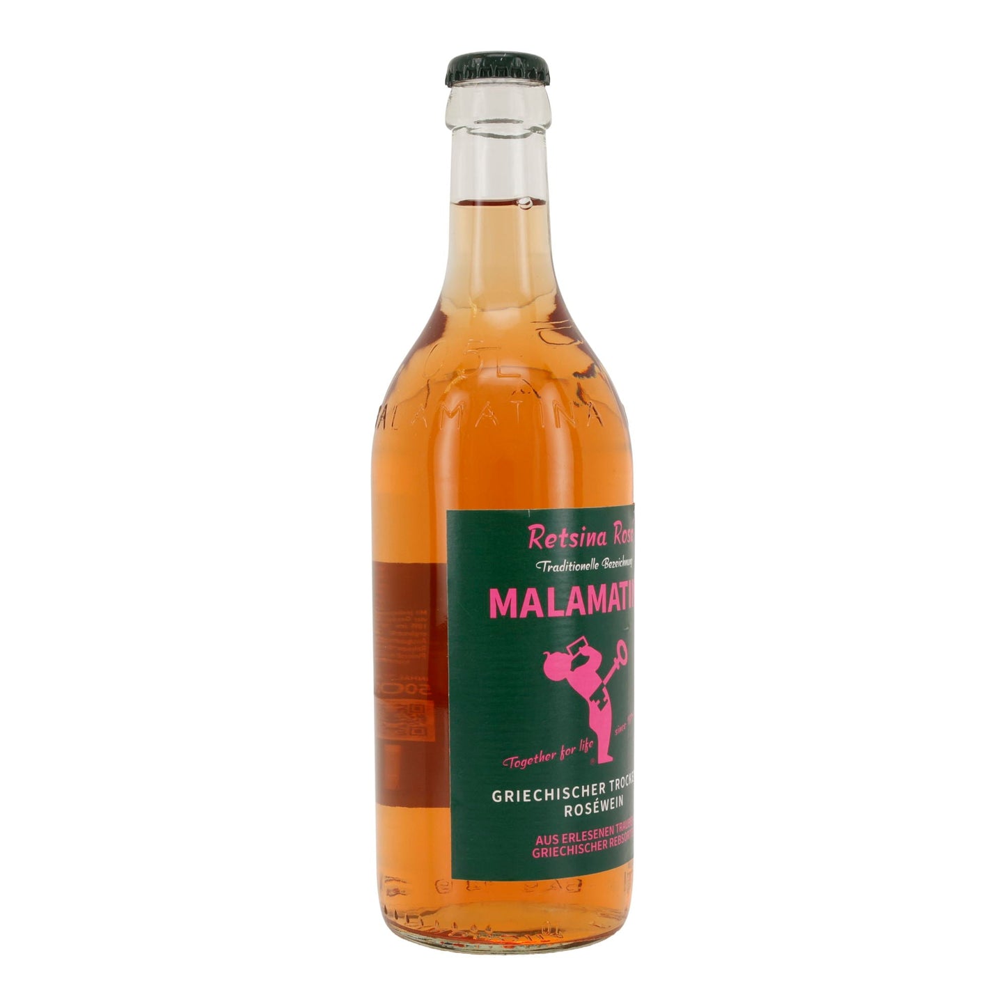 Malamatina Retsina Rosé | Griechischer trockener Roséwein | 11,5 % vol | 500 ml