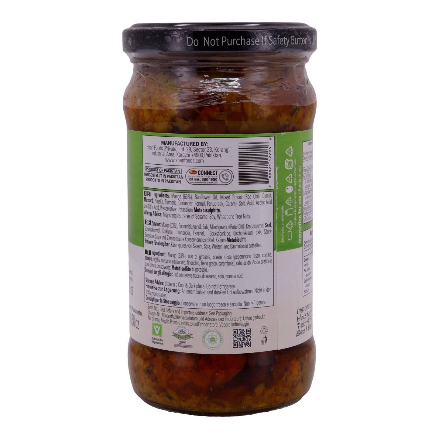 Mango Pickle Shan | Pittig | Ingelegde mango voor authentieke Indiase gerechten | 300 g
