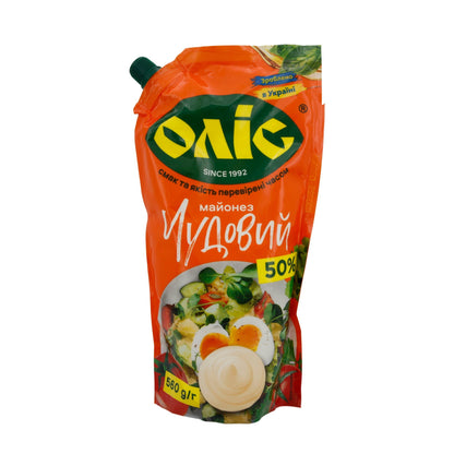 Mayonnaise Olic "Chudoviy" | 50 % Fett | Perfekter Geschmack für Salate und Speisen | 560 g | OLIS