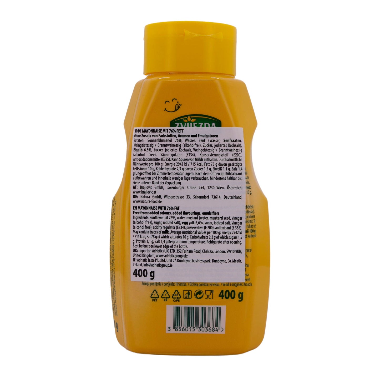 Mayonnaise Zvijezda | Traditionnelle | 76 % de matière grasse, crémeuse sans additifs | 400g