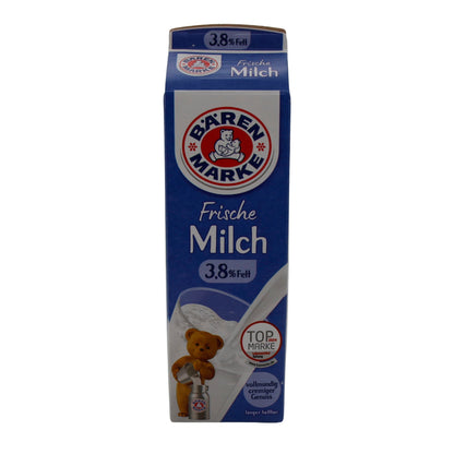 Milch Bärenmarke Frische Milch 3,8 % Fett | Vollmundig-cremiger Genuss | 1 l BAERENMARKE