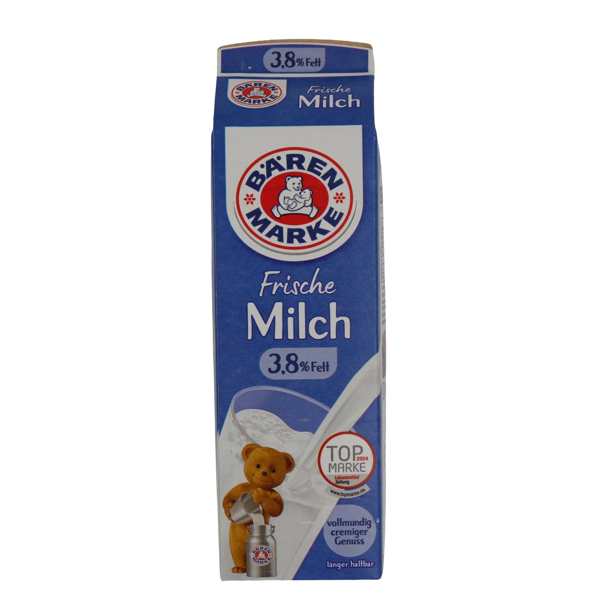 Milch Bärenmarke Frische Milch 3,8 % Fett | Vollmundig-cremiger Genuss | 1 l BAERENMARKE