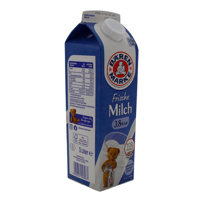 Milch Bärenmarke Frische Milch 3,8 % Fett | Vollmundig-cremiger Genuss | 1 l BAERENMARKE