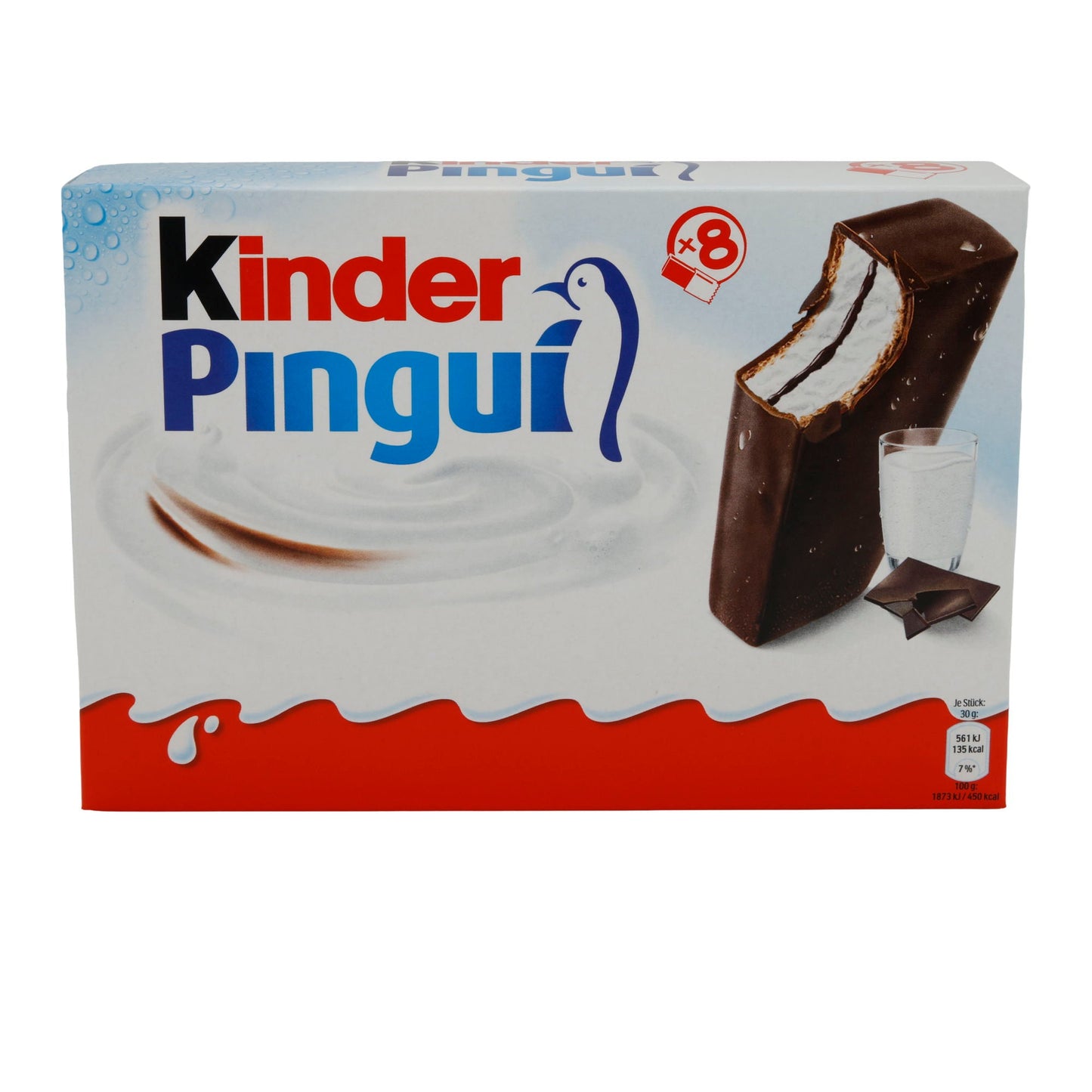 Milchcreme Kinder Pingui | Milch-Snack | Mit Kakaoschicht und Schokolade | 8×30 g