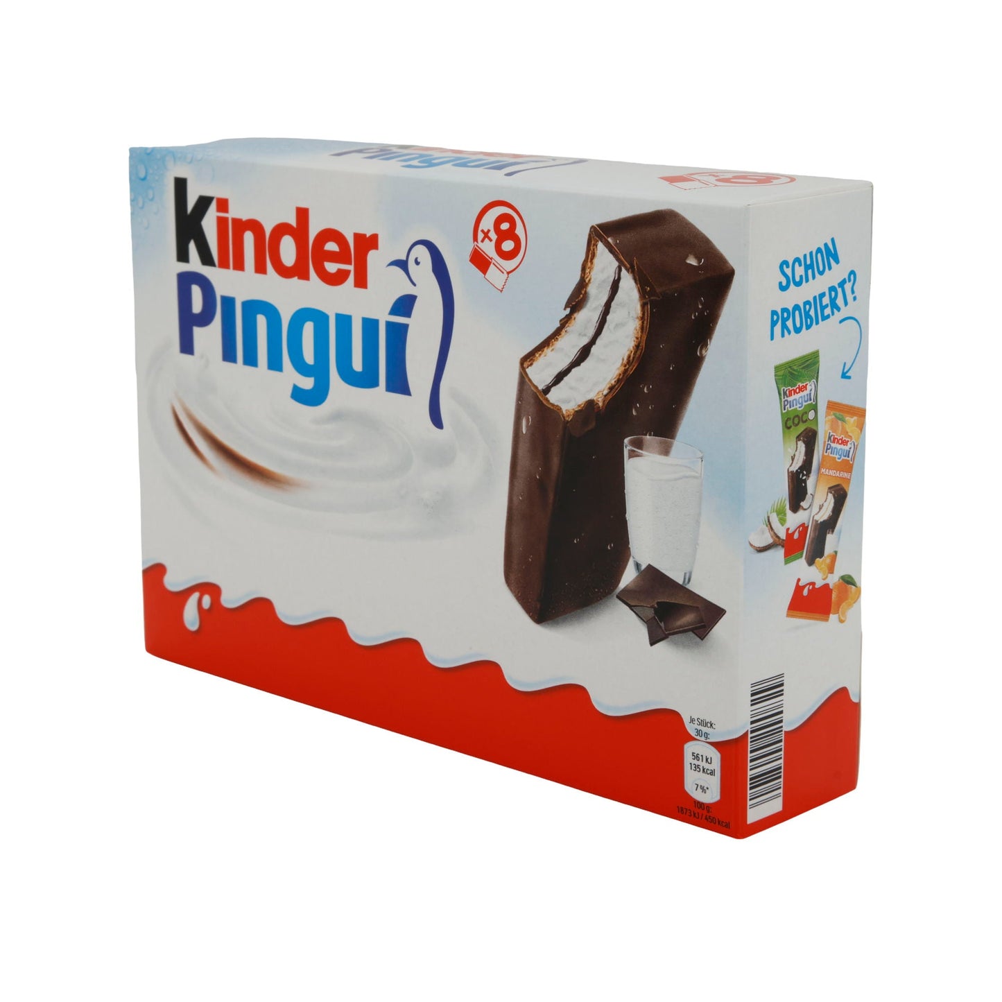 Milchcreme Kinder Pingui | Milch-Snack | Mit Kakaoschicht und Schokolade | 8×30 g