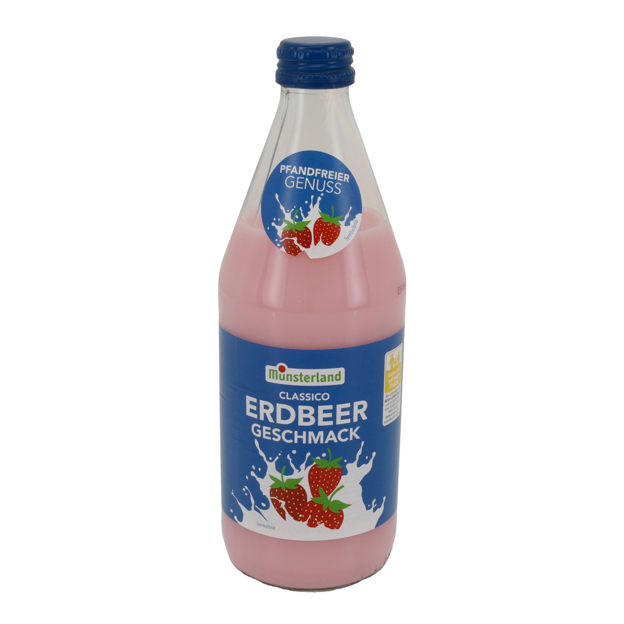 Milchmischgetränk Münsterland Classico Erdbeergeschmack | Milchmischgetränk | 1,5 % Fett | 500 ml Glasflasche MUENSTERLAND
