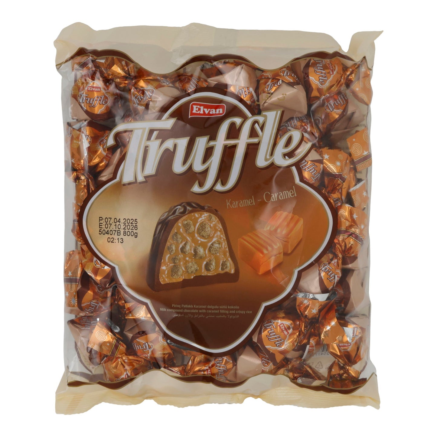 Milchschokolade Elvan Truffle Karamell | Schokolade | mit Karamellfüllung und Puffreis | 800 g Beutel