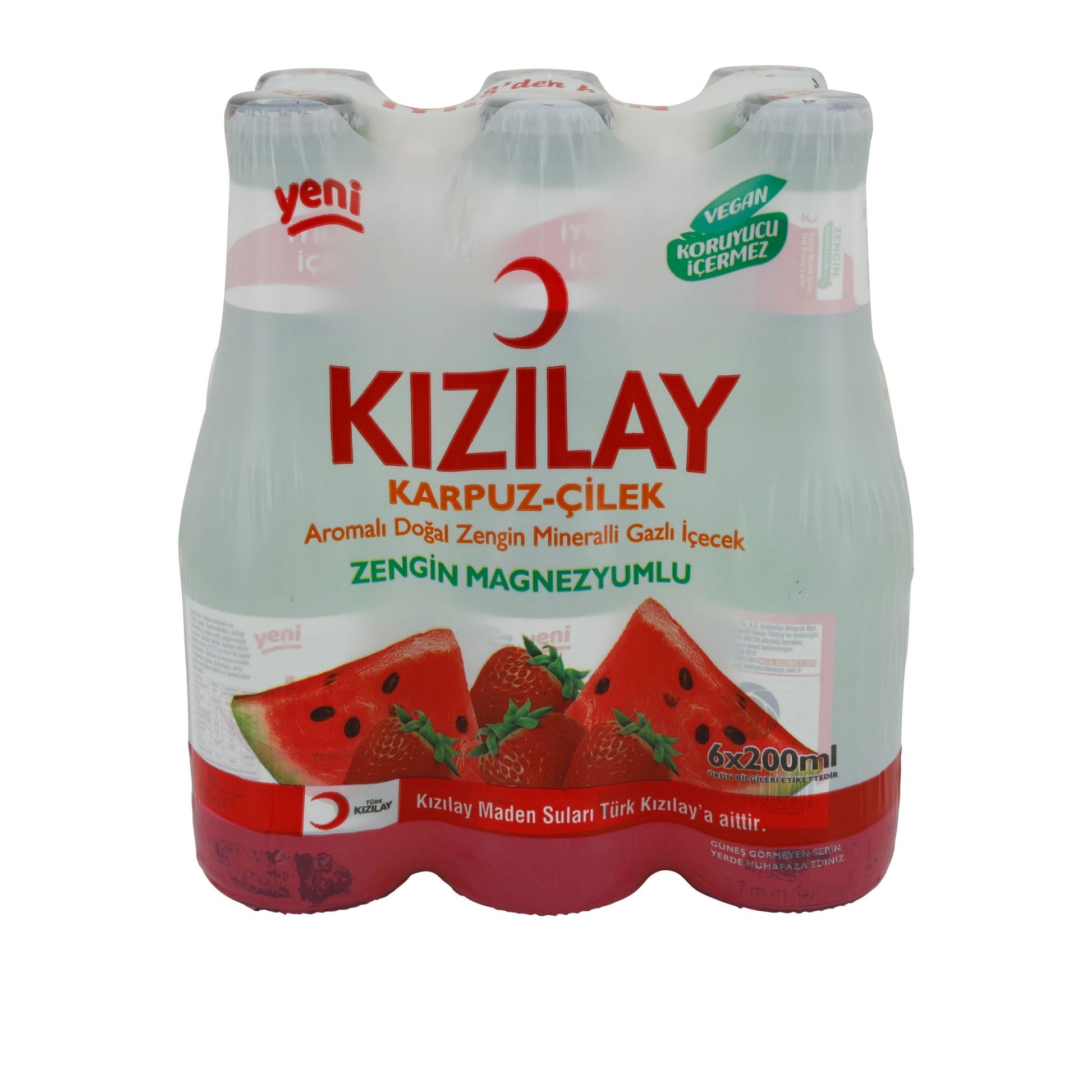 Mineralwasser Kızılay | Wassermelone-Erdbeere | Aromatisiert, natürlich | 6 x 200 ml KIZILAY