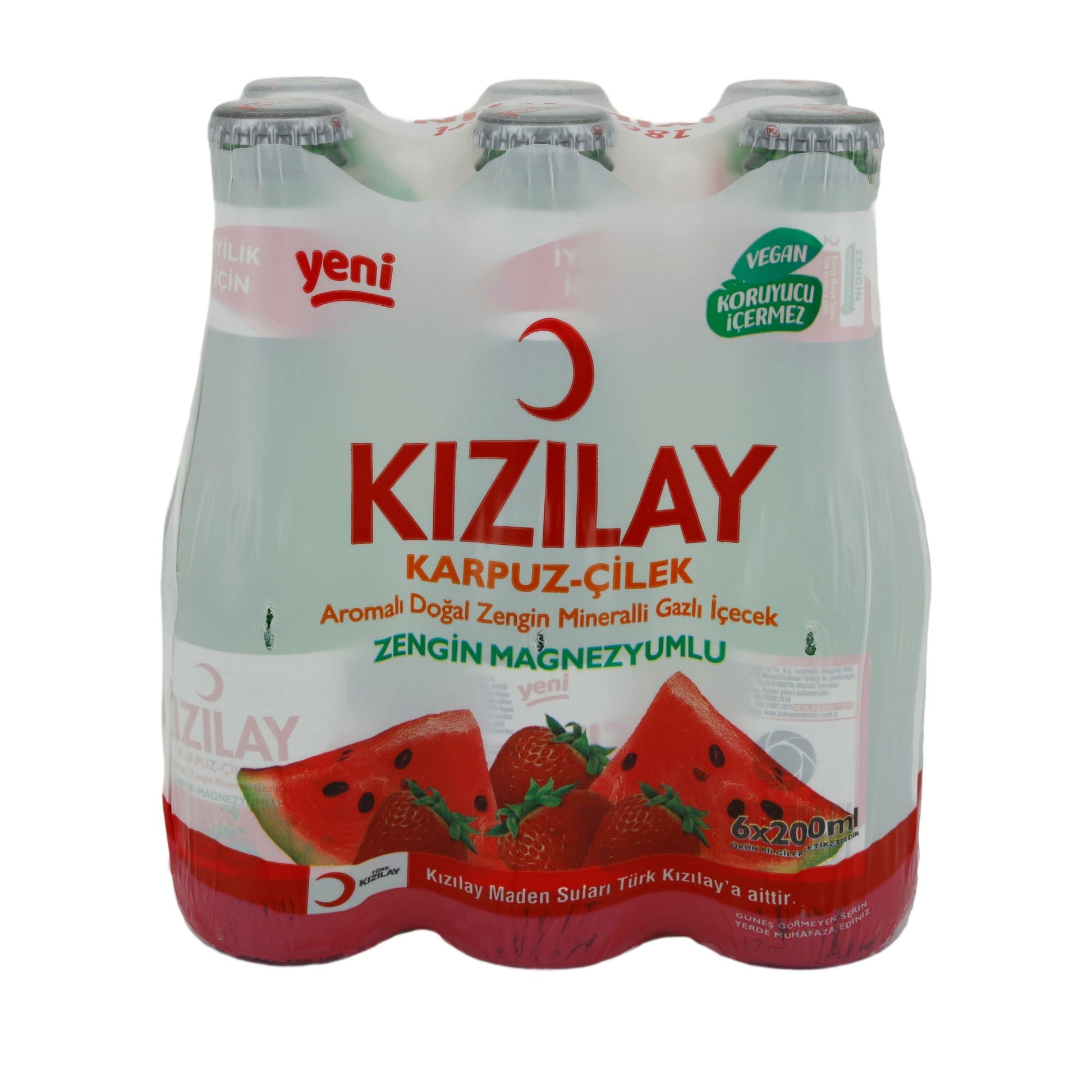Mineralwasser Kızılay | Wassermelone-Erdbeere | Aromatisiert, natürlich | 6 x 200 ml KIZILAY