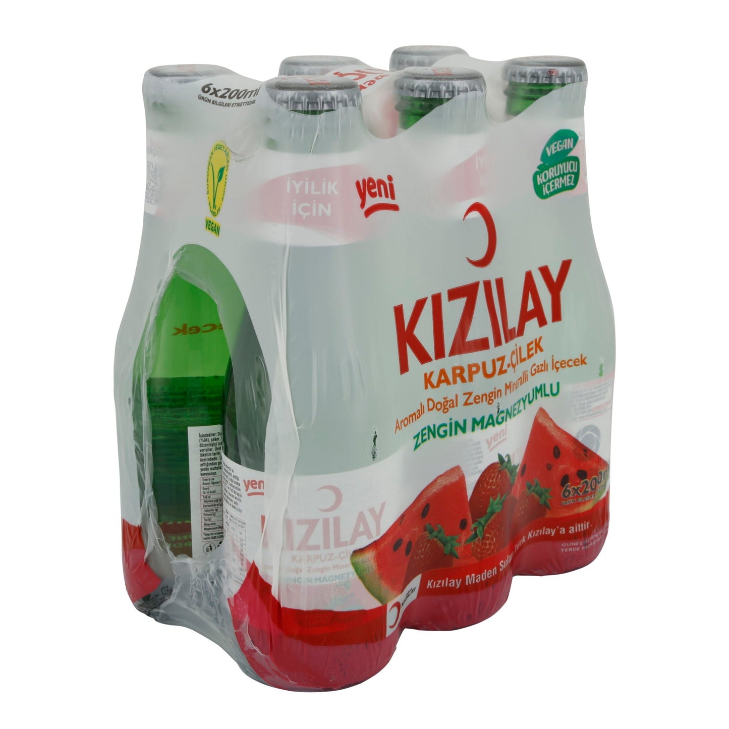Mineralwasser Kızılay | Wassermelone-Erdbeere | Aromatisiert, natürlich | 6 x 200 ml KIZILAY