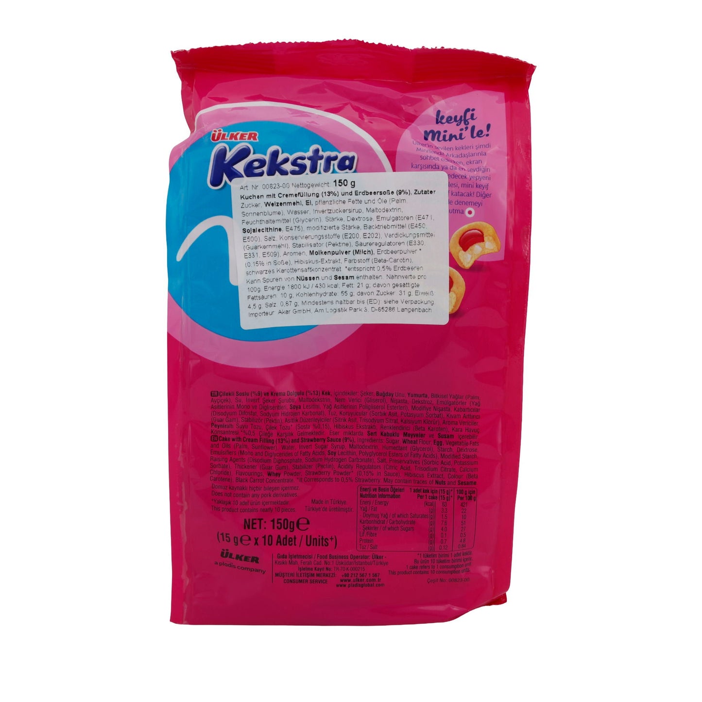 Mini Kuchen Ülker Kekstra | Gebäck | Mit cremiger Füllung & Erdbeerjelly | 150 g
