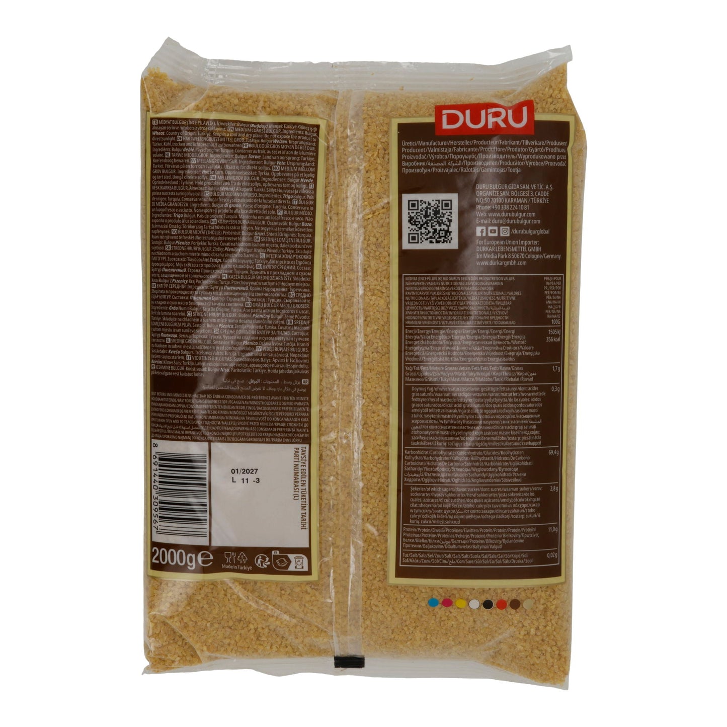 Middelgrove Bulgur Duru Midyat Bulgur | Granen | Fijne Pilav | 2000 g