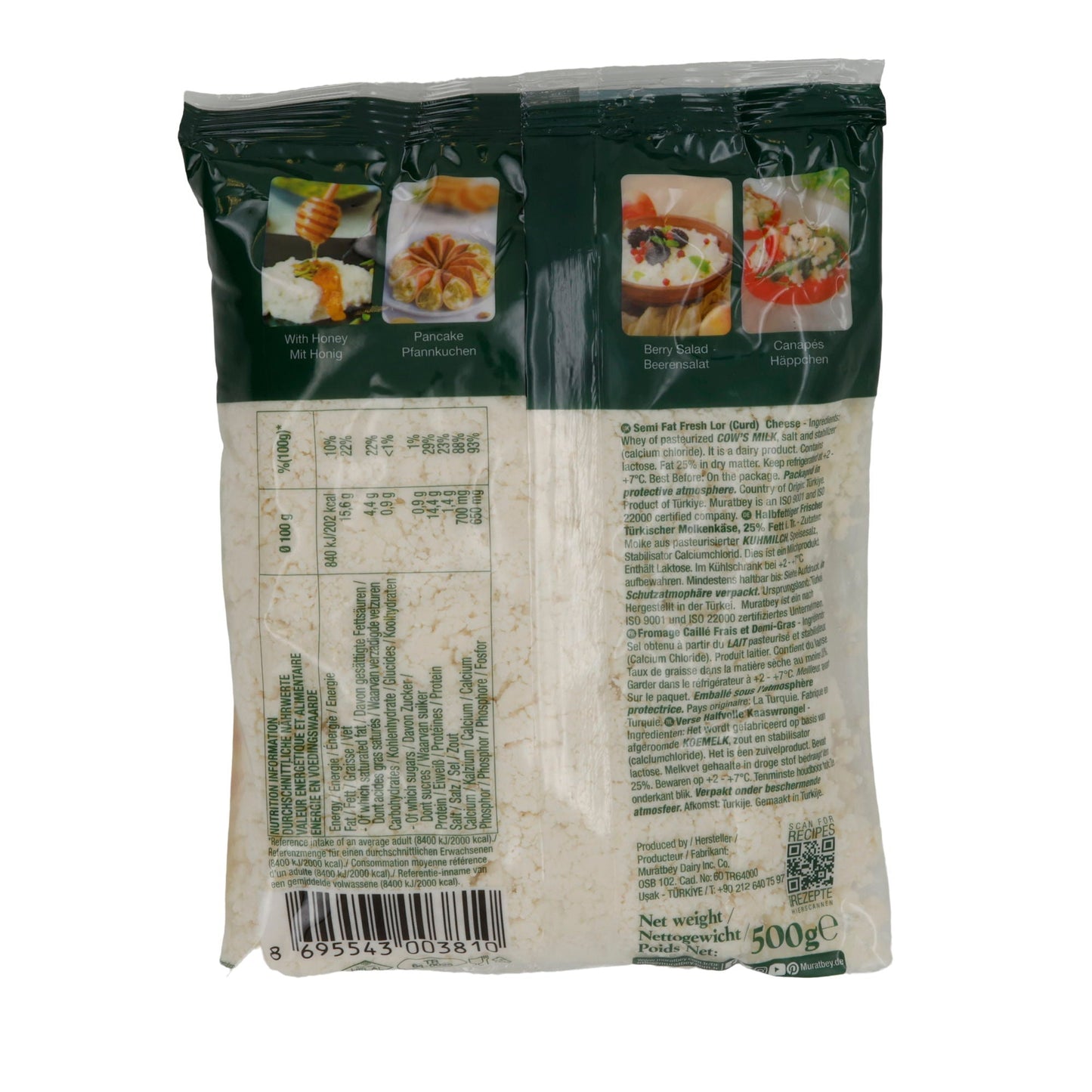 Molkenkäse Muratbey Lor (Curd) Cheese | Türkischer Molkenkäse | Herzhaft & süß | 500 g