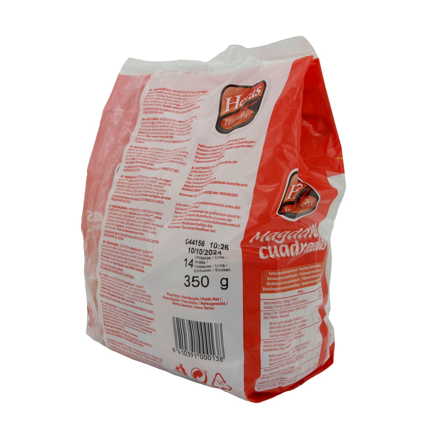 Muffins Heras | Magdalenas Carrées | Classiques, sans huile de palme | 350 g