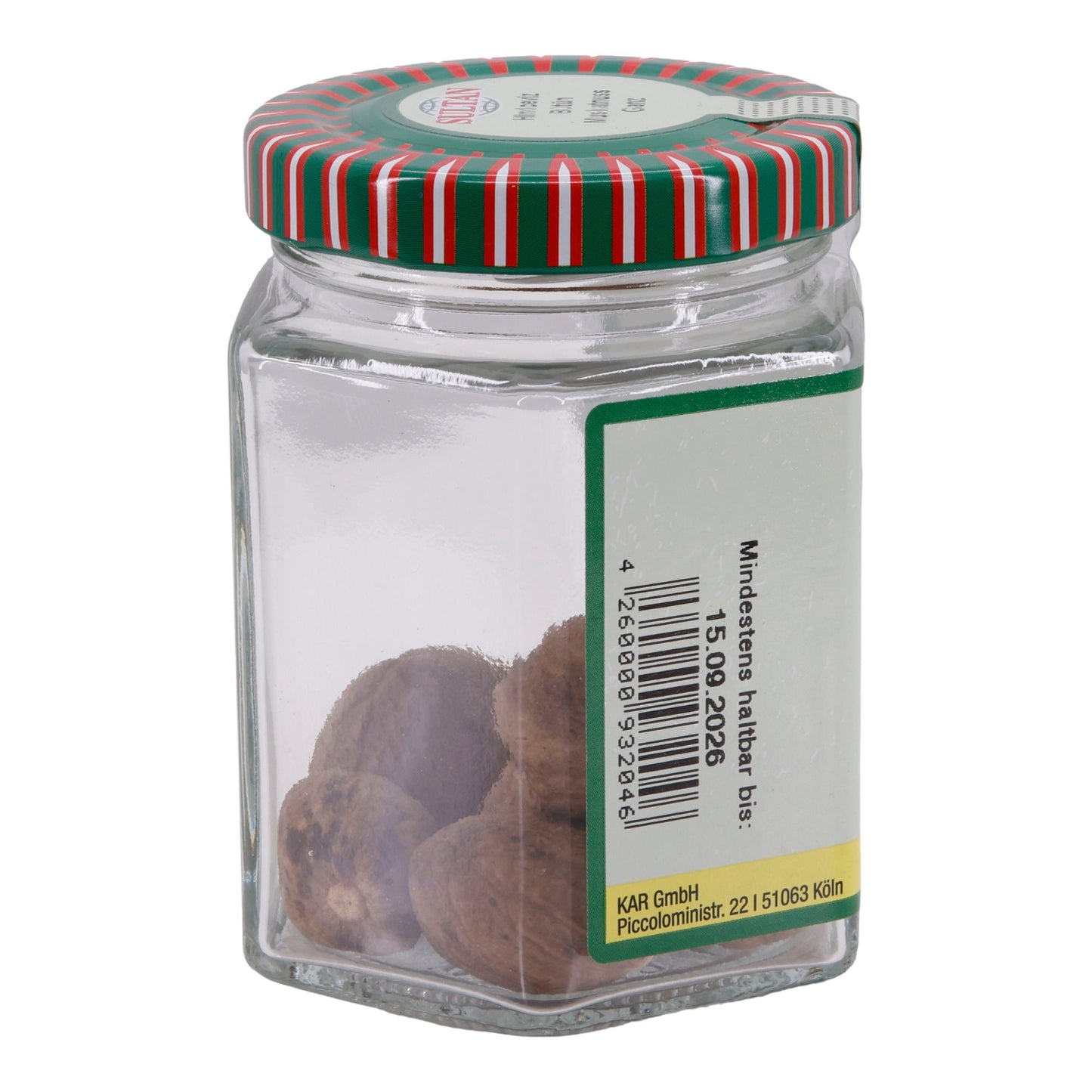 Muskatnuss Sultan | Ganze Muskatnuss | 8 Stück im Glas