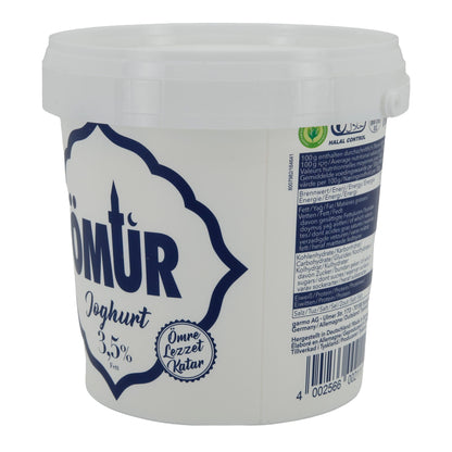 Naturjoghurt Ömür | Joghurt | Traditioneller Joghurt mit 3,5 % Fett | 1 kg OEMUER