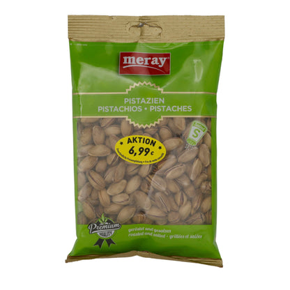 Nüsse Meray | Pistazien | Geröstet & gesalzen für knackigen Genuss | 225 g MERAY