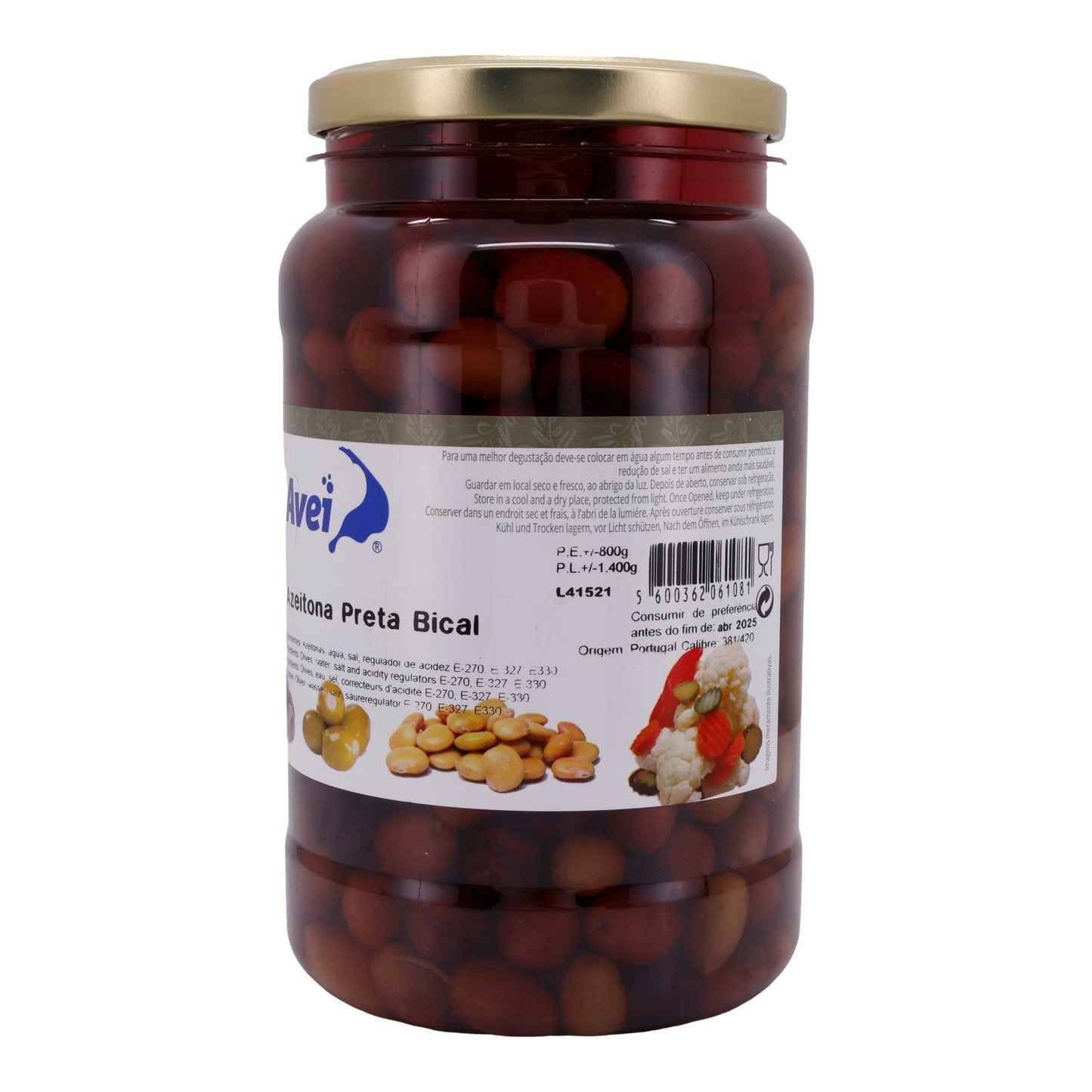 Black Olive Bical – Black Olives in Brine from Avei – 1400g