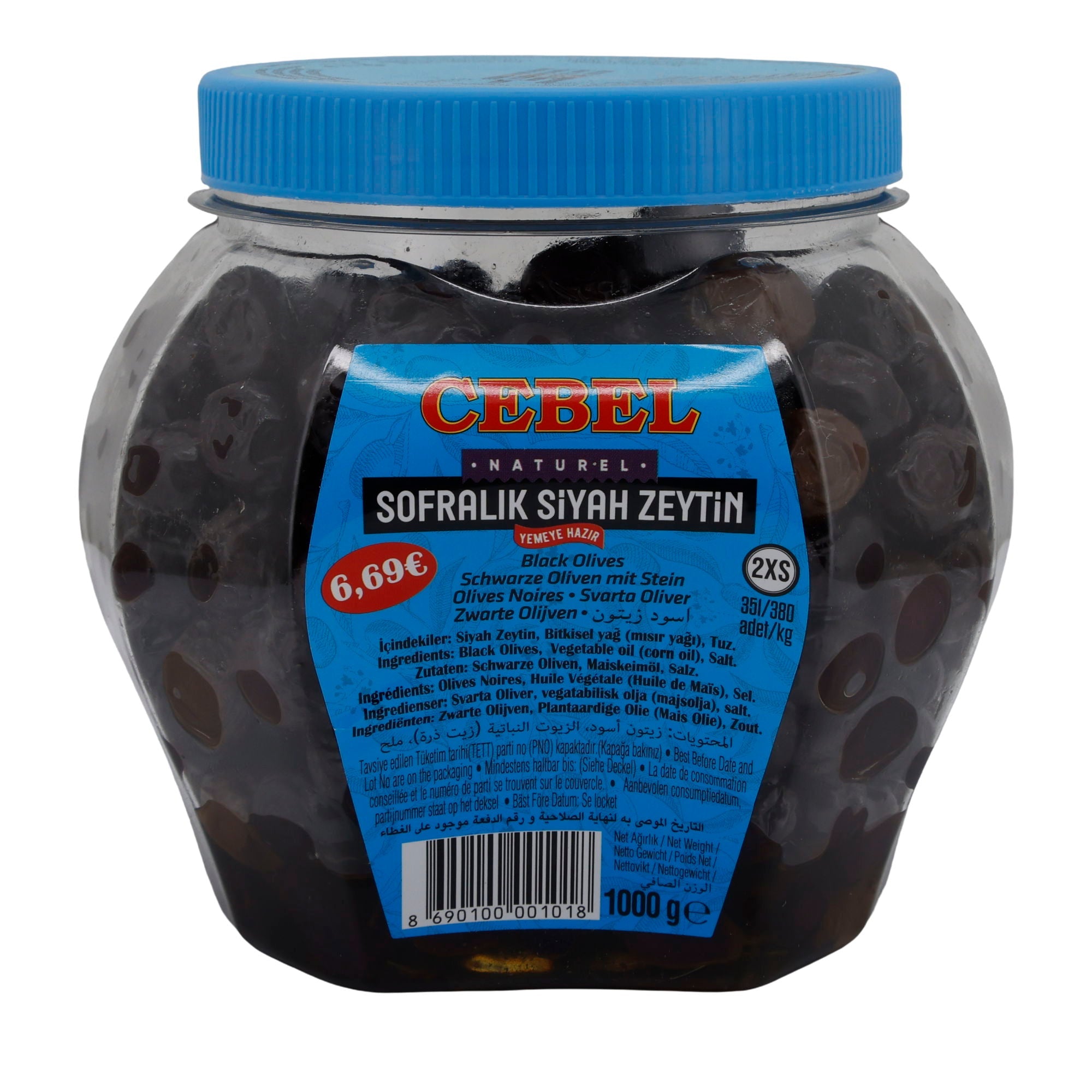 Oliven Cebel | Schwarze Oliven mit Stein | Türkische Spezialität für mediterrane Gerichte | 1000 g - Taste Your World