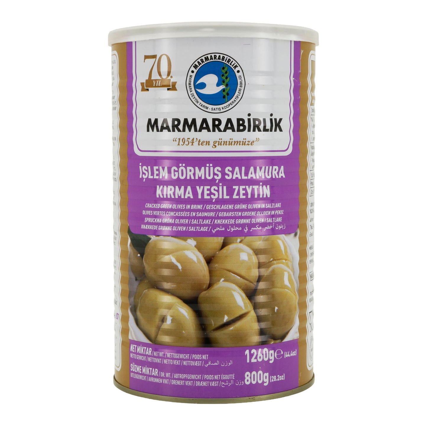 Oliven Marmarabirlik | Cracked Green Olives in Brine | Ideal for Authentic Mediterranean Cuisine | 800 g - Taste Your World