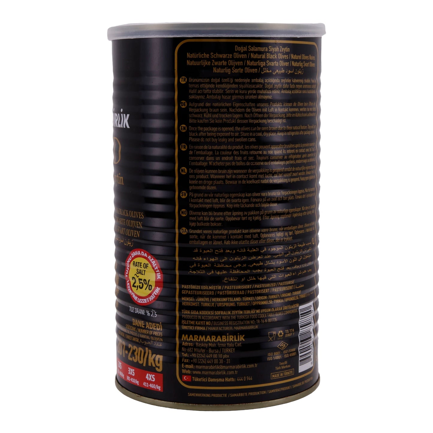 Oliven Marmarabirlik Gold | Olive Nere Naturali | Olive Delicate in Salamoia | 1,4 kg