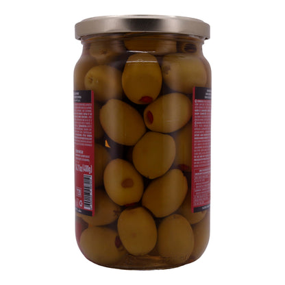 GREEN OLIVES WITH RED PEPPERS