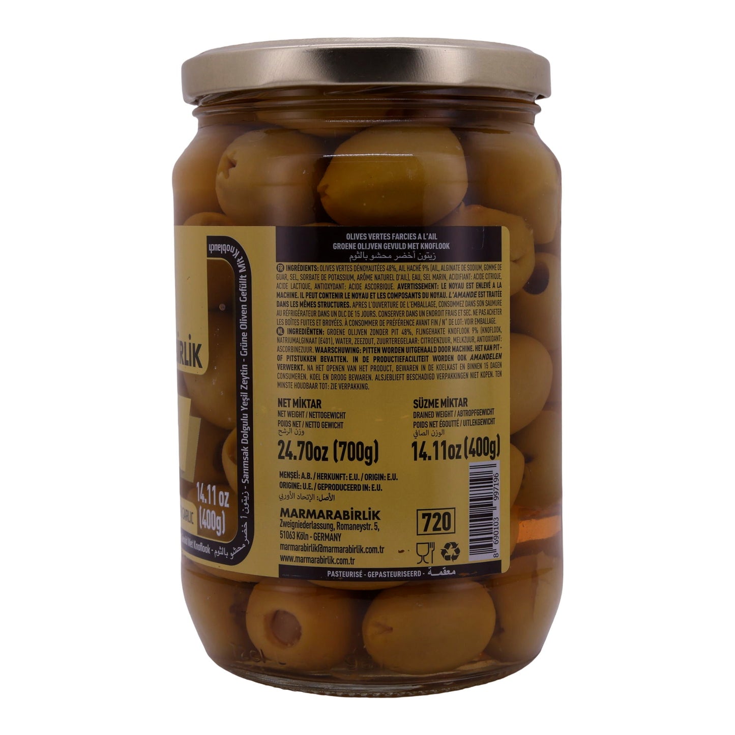 Oliven Marmarabirlik | Mit Knoblauch | Sarımsak Dolgulu | 700g