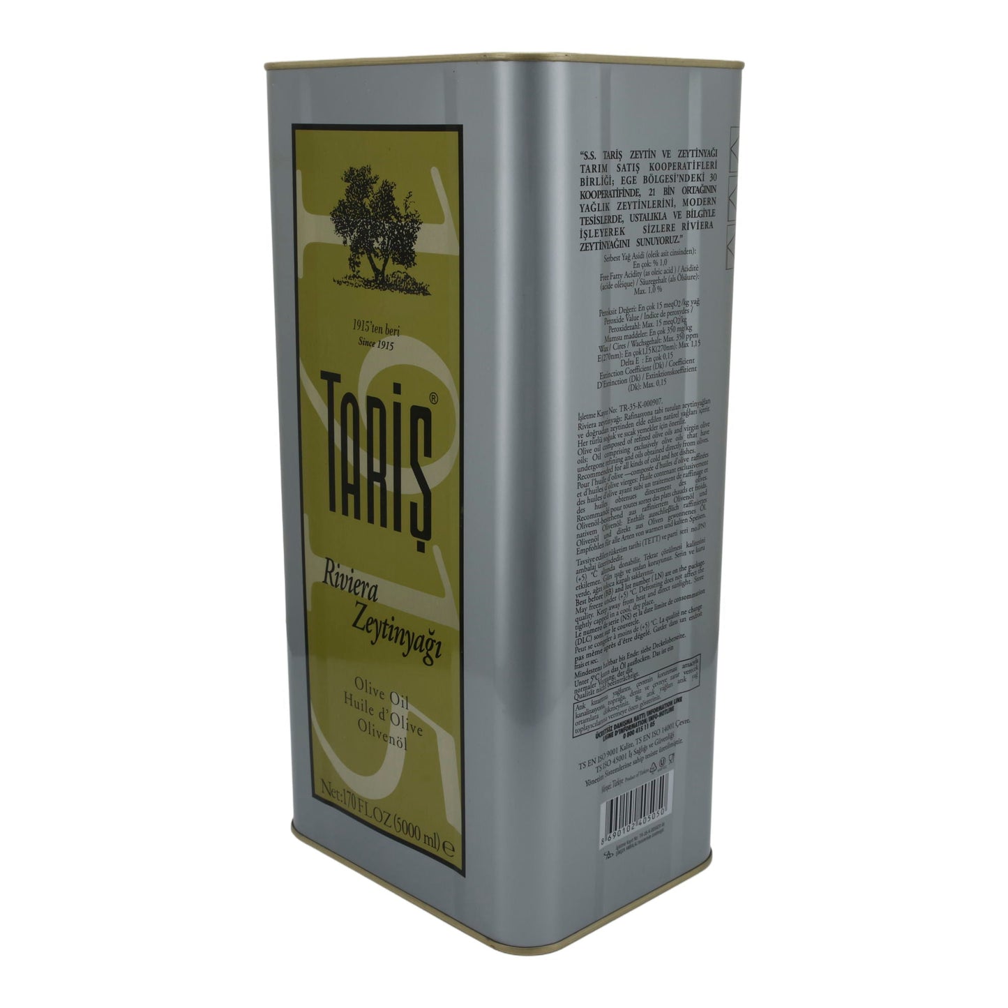 Olijfolie Taris Riviera | Extra vierge olijfolie | Premium kwaliteit | 5 L