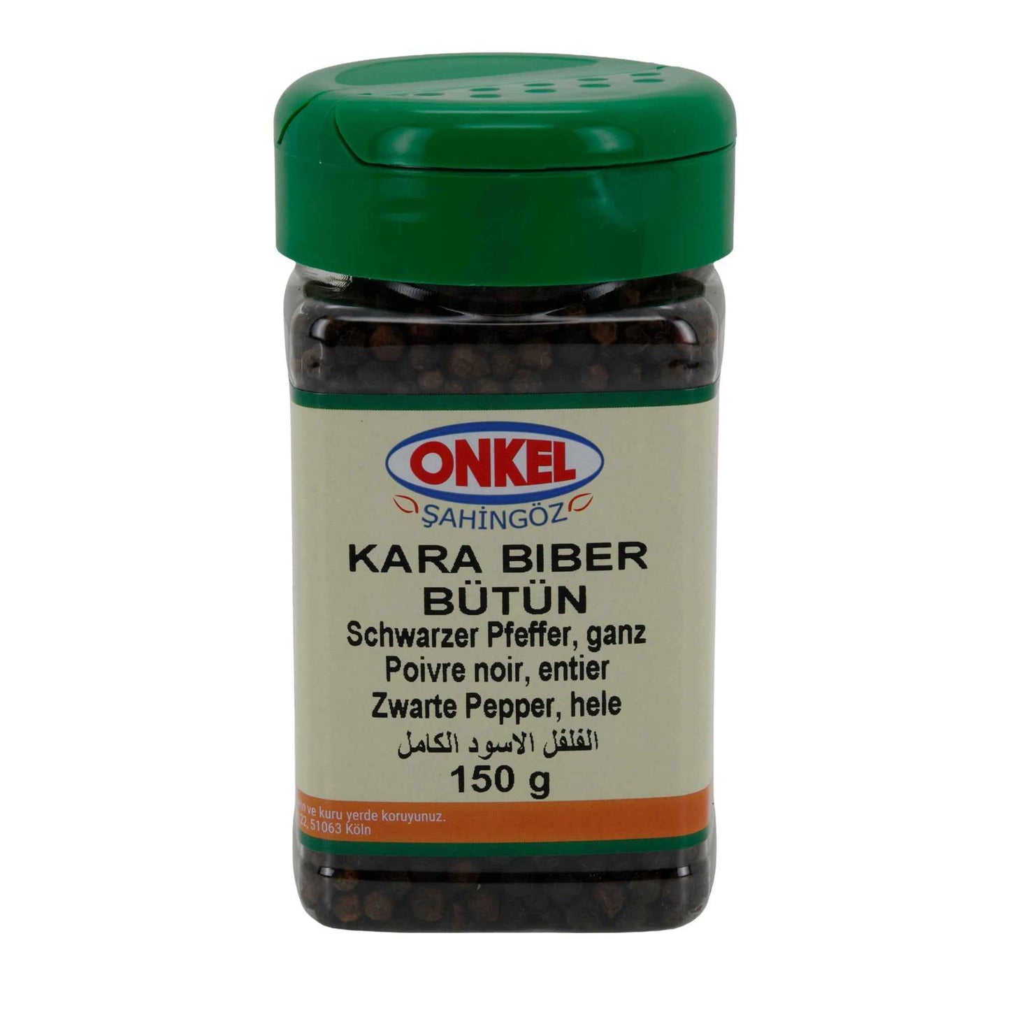 Onkel Kara Biber Bütün – Schwarzer Pfeffer, ganz, 150 g
