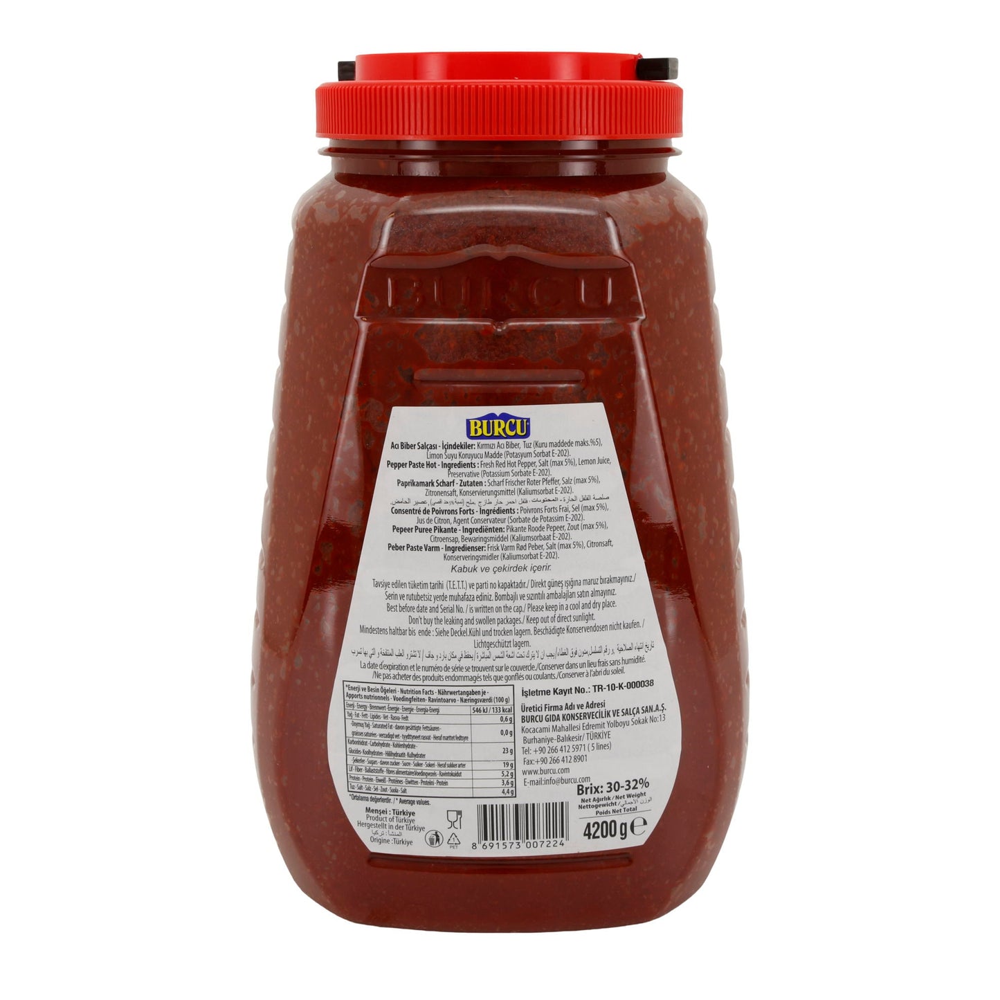 Paprikamark Burcu | Paprika-Paste SCHARF mit mind. 30% | 4,2 kg