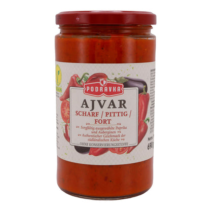Pasta di peperoncino Podravka | Ajvar piccante | Autentico, vegano | Barattolo da 690 g