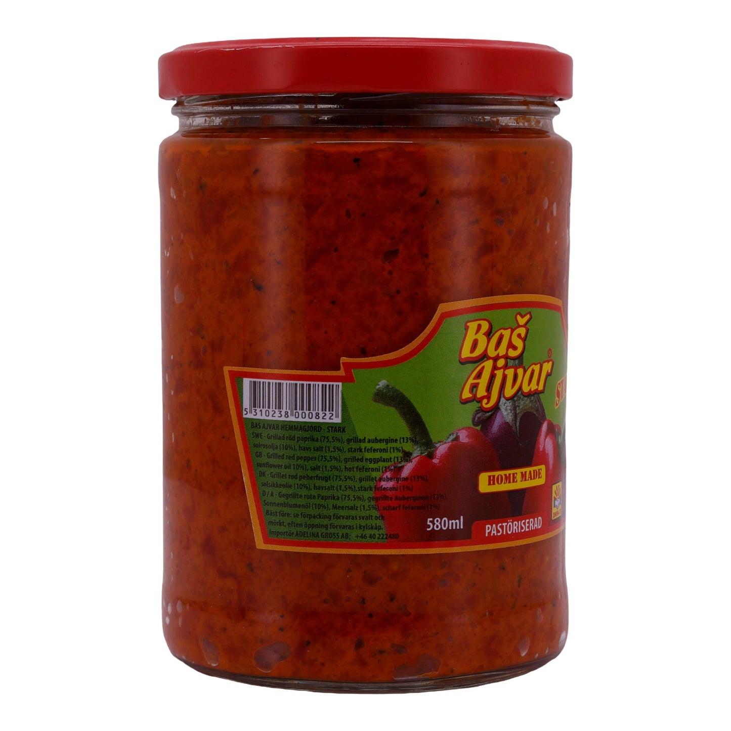 Paprikasoße Basš Ajvar | Stark | Pikant, aus gegrilltem Gemüse | 580 ml