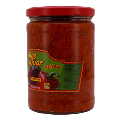 Paprikasoße Basš Ajvar | Stark | Pikant, aus gegrilltem Gemüse | 580 ml