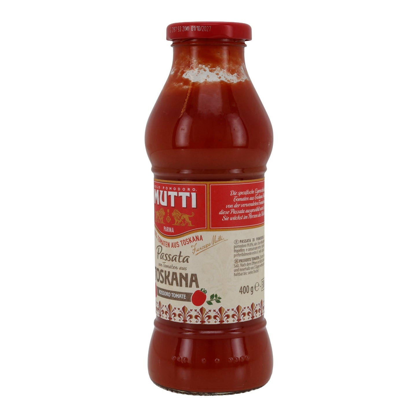 Passata di pomodori Mutti | Passata | dalla Toscana | bottiglia di vetro da 400 g