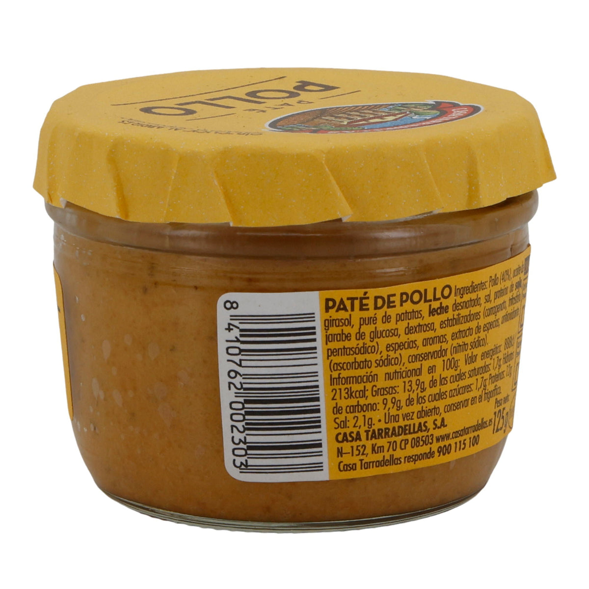 Paté Casa Tarradellas | Hühnerpastete ohne Gluten | Proteinreich & streichzart | 125 g Glas Silca