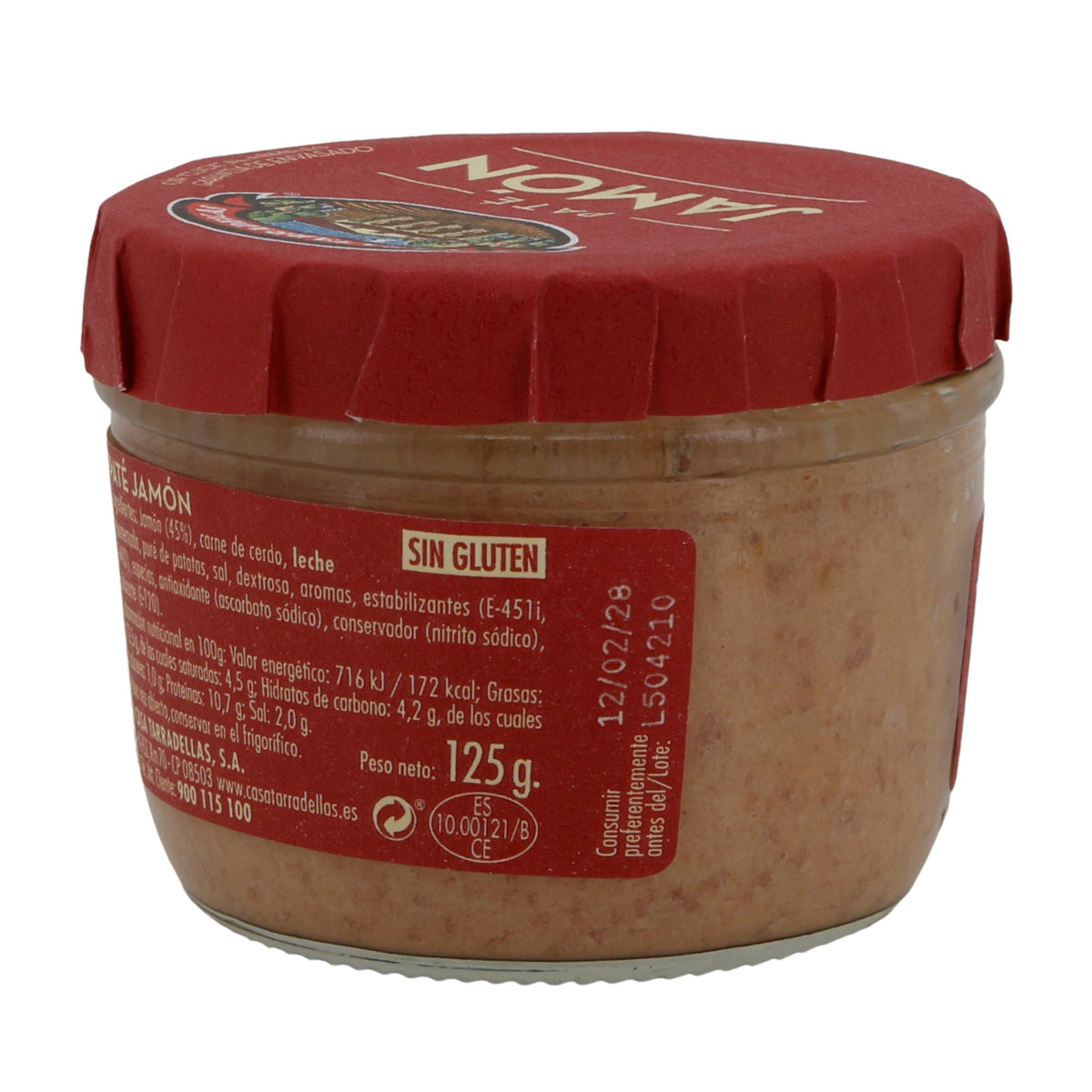 Paté Casa Tarradellas | Schinken-Aufstrich | glutenfrei & streichzart | 125g Glas