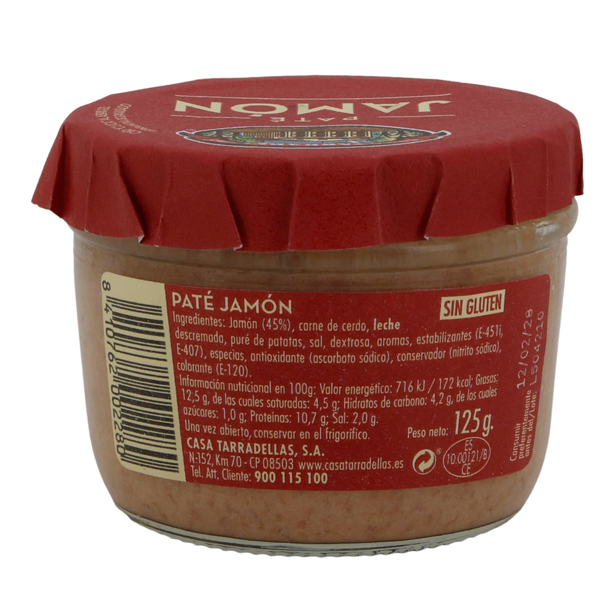 Paté Casa Tarradellas | Schinken-Aufstrich | glutenfrei & streichzart | 125g Glas